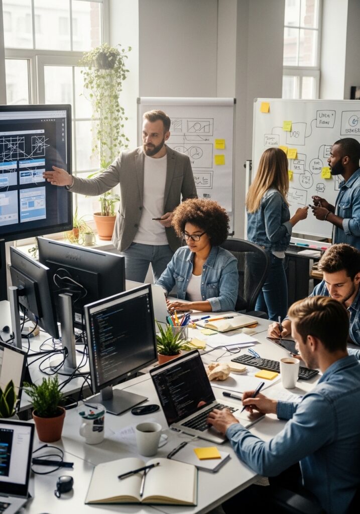 team planning digital marketing and growth strategy